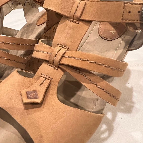 Women’s Tan/Camel Sperry Open Toe Wedge Heel Size 7.5 - Picture 6 of 9